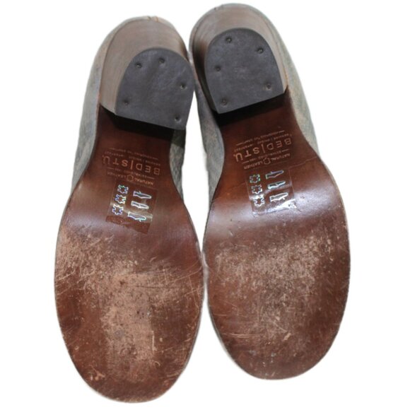 Bed Stu Onset Gray Washed Peep Toe Stacked Heel Bootie, 6.5 - Picture 8 of 9